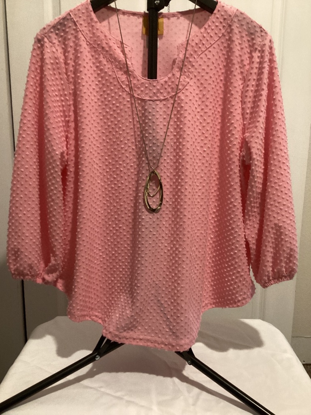 Ruby Rd pink dotted Swiss blouse